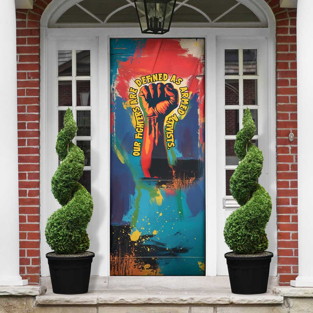Amilcar Cabral Door Cover Armed Activist Quote Raised Fist African Liberation Tribute - Colorful Paint Stroke - Wonder Print Shop