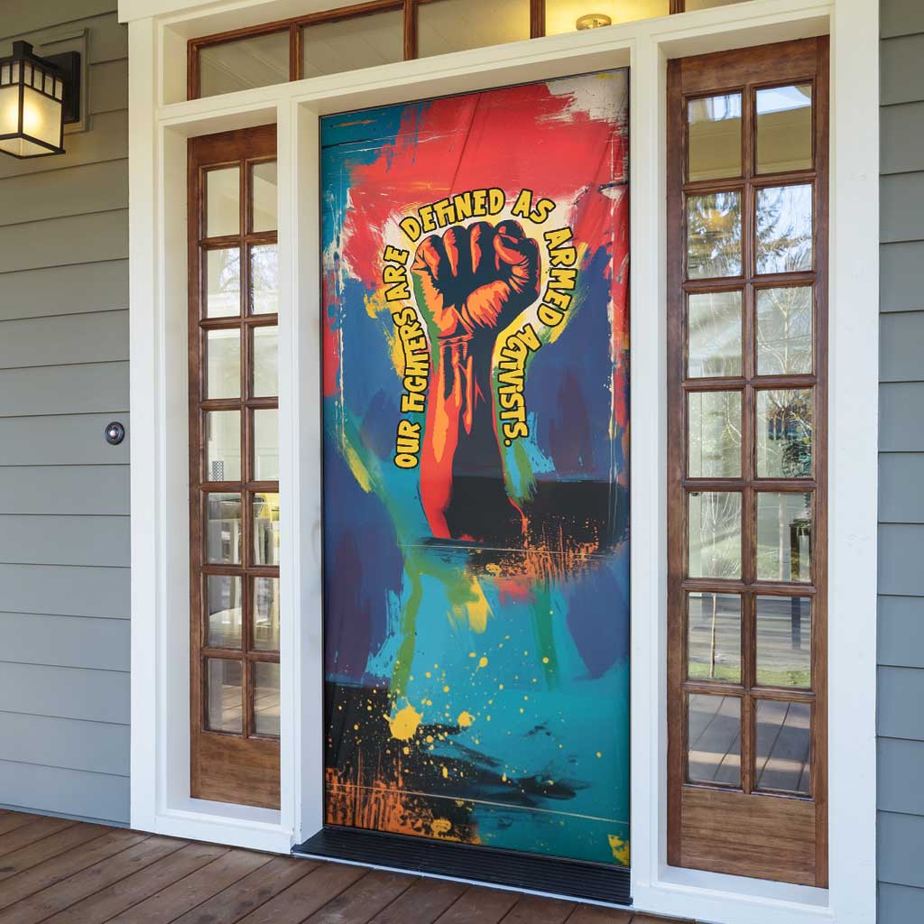 Amilcar Cabral Door Cover Armed Activist Quote Raised Fist African Liberation Tribute - Colorful Paint Stroke - Wonder Print Shop