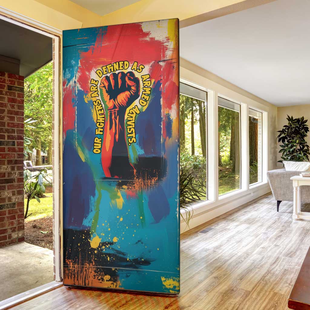 Amilcar Cabral Door Cover Armed Activist Quote Raised Fist African Liberation Tribute - Colorful Paint Stroke - Wonder Print Shop