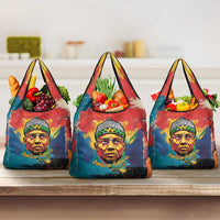 Amilcar Cabral Grocery Bag Armed Activist Quote Raised Fist African Liberation Tribute - Colorful Paint Stroke - Wonder Print Shop