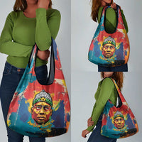 Amilcar Cabral Grocery Bag Armed Activist Quote Raised Fist African Liberation Tribute - Colorful Paint Stroke - Wonder Print Shop