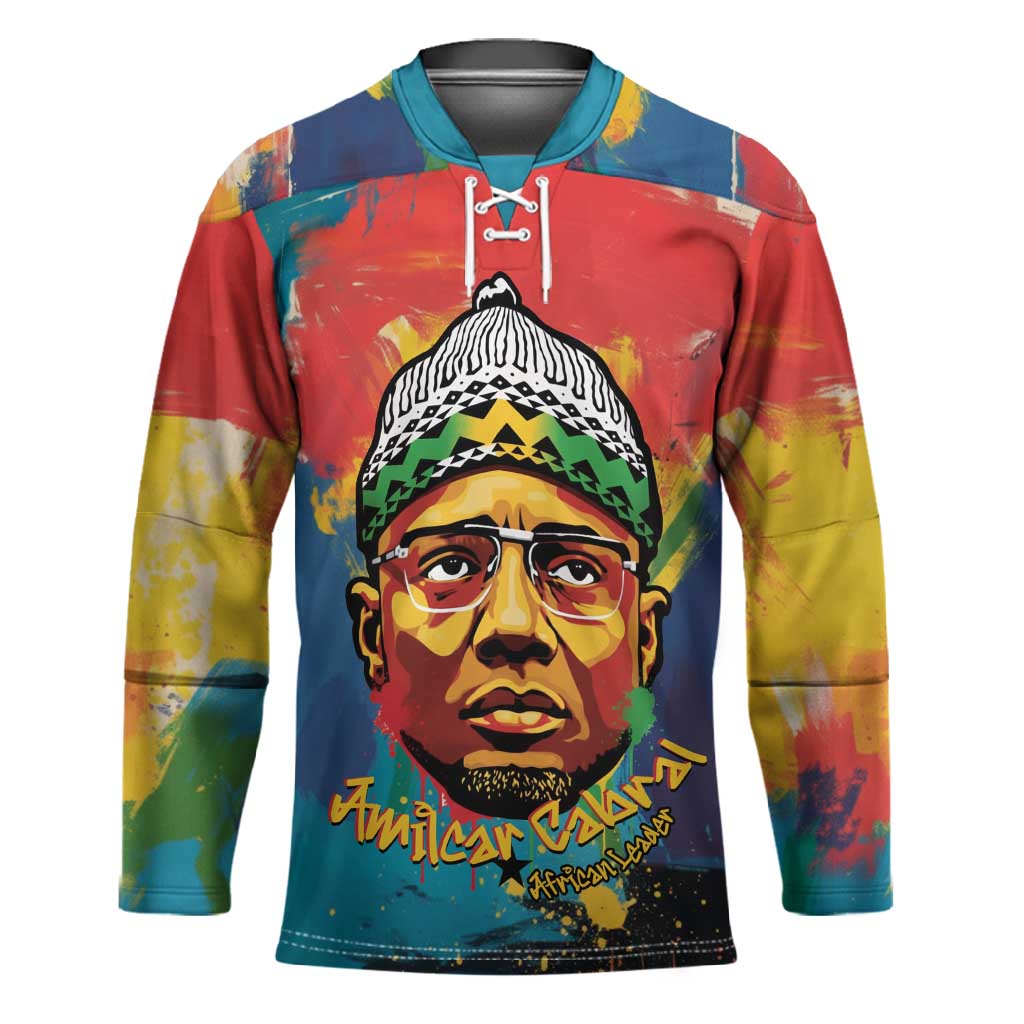 Amilcar Cabral Hockey Jersey Armed Activist Quote Raised Fist African Liberation Tribute - Colorful Paint Stroke - Wonder Print Shop