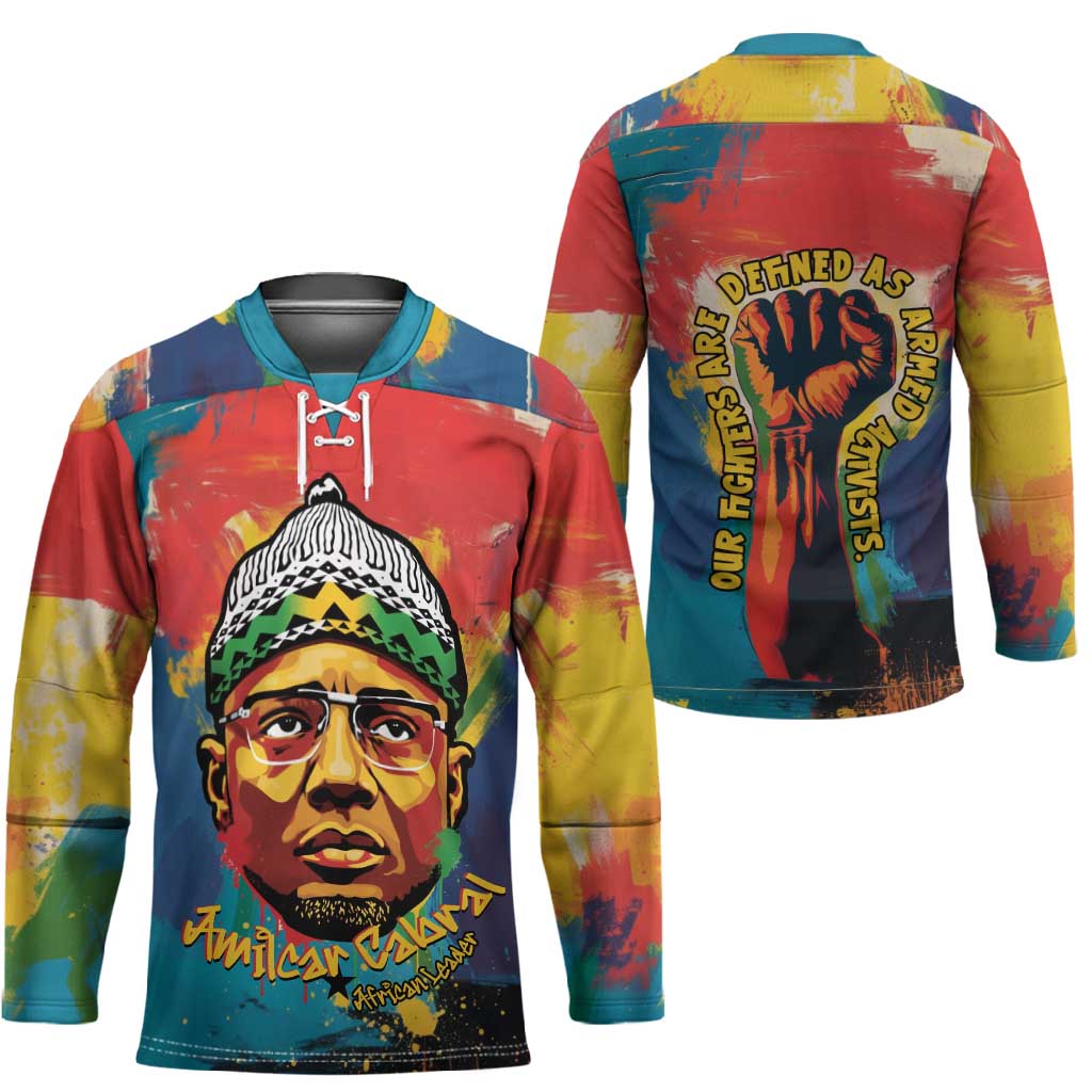 Amilcar Cabral Hockey Jersey Armed Activist Quote Raised Fist African Liberation Tribute - Colorful Paint Stroke - Wonder Print Shop