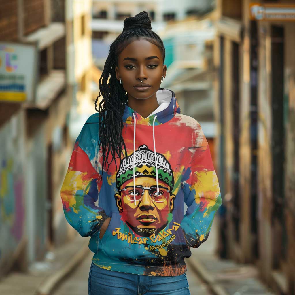 Amilcar Cabral Hoodie Armed Activist Quote Raised Fist African Liberation Tribute - Colorful Paint Stroke - Wonder Print Shop