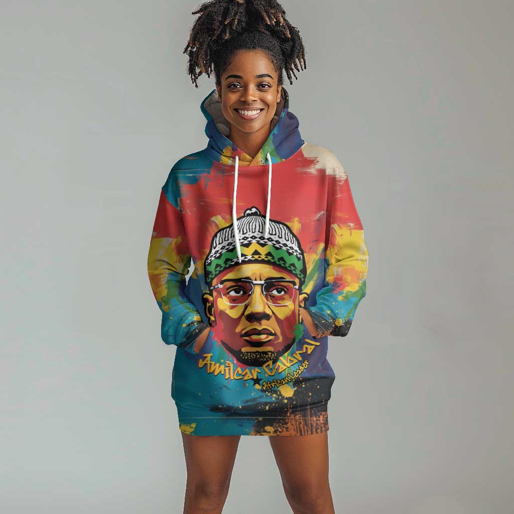 Amilcar Cabral Hoodie Dress Armed Activist Quote Raised Fist African Liberation Tribute - Colorful Paint Stroke - Wonder Print Shop