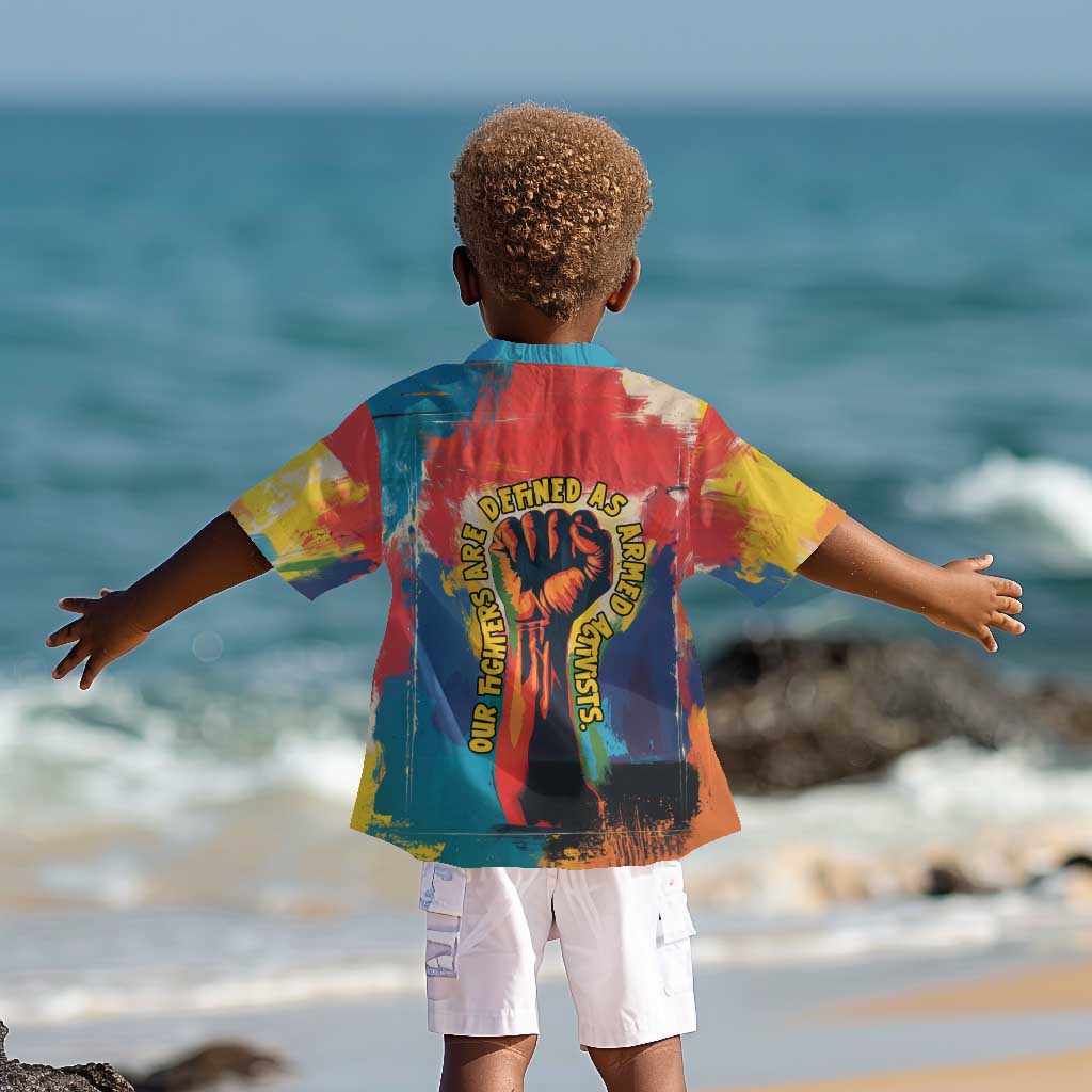 Amilcar Cabral Kid Hawaiian Shirt Armed Activist Quote Raised Fist African Liberation Tribute - Colorful Paint Stroke - Wonder Print Shop