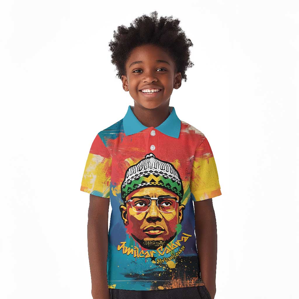 Amilcar Cabral Kid Polo Shirt Armed Activist Quote Raised Fist African Liberation Tribute - Colorful Paint Stroke - Wonder Print Shop