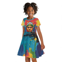 Amilcar Cabral Kid Short Sleeve Dress Armed Activist Quote Raised Fist African Liberation Tribute - Colorful Paint Stroke - Wonder Print Shop