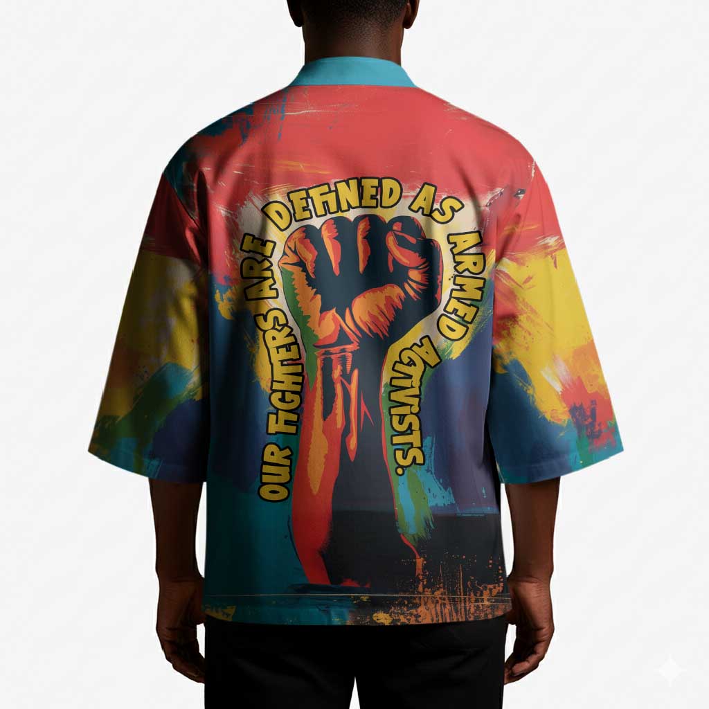 Amilcar Cabral Kimono Armed Activist Quote Raised Fist African Liberation Tribute - Colorful Paint Stroke - Wonder Print Shop