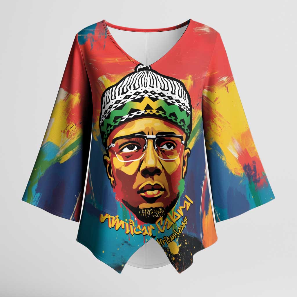Amilcar Cabral Kimono Sleeve Blouse Armed Activist Quote Raised Fist African Liberation Tribute - Colorful Paint Stroke - Wonder Print Shop