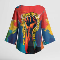 Amilcar Cabral Kimono Sleeve Blouse Armed Activist Quote Raised Fist African Liberation Tribute - Colorful Paint Stroke - Wonder Print Shop