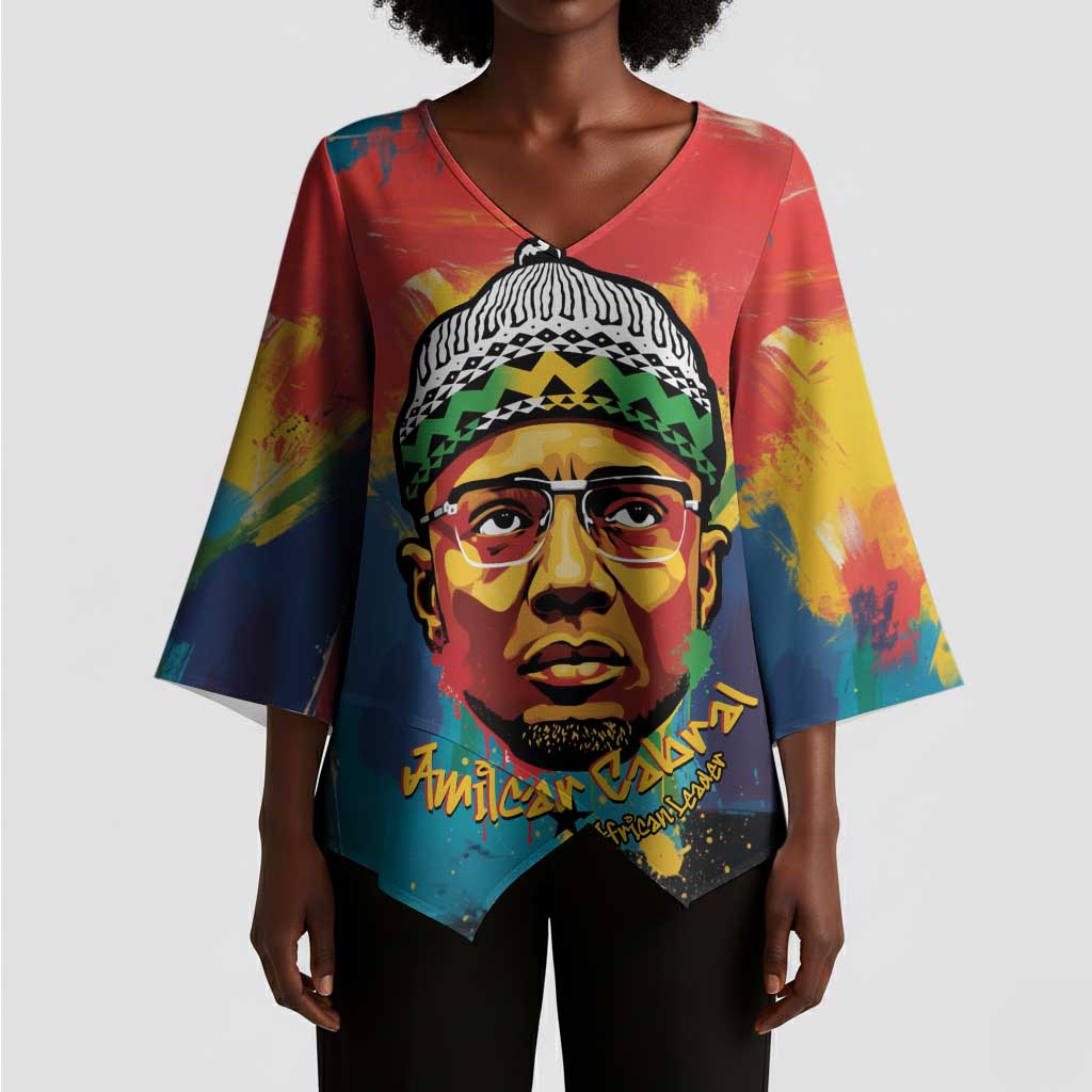 Amilcar Cabral Kimono Sleeve Blouse Armed Activist Quote Raised Fist African Liberation Tribute - Colorful Paint Stroke - Wonder Print Shop