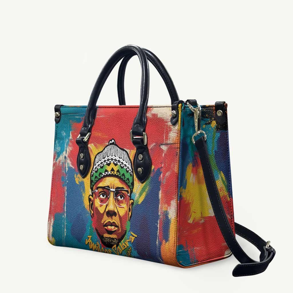 Amilcar Cabral Leather Bag Armed Activist Quote Raised Fist African Liberation Tribute - Colorful Paint Stroke - Wonder Print Shop