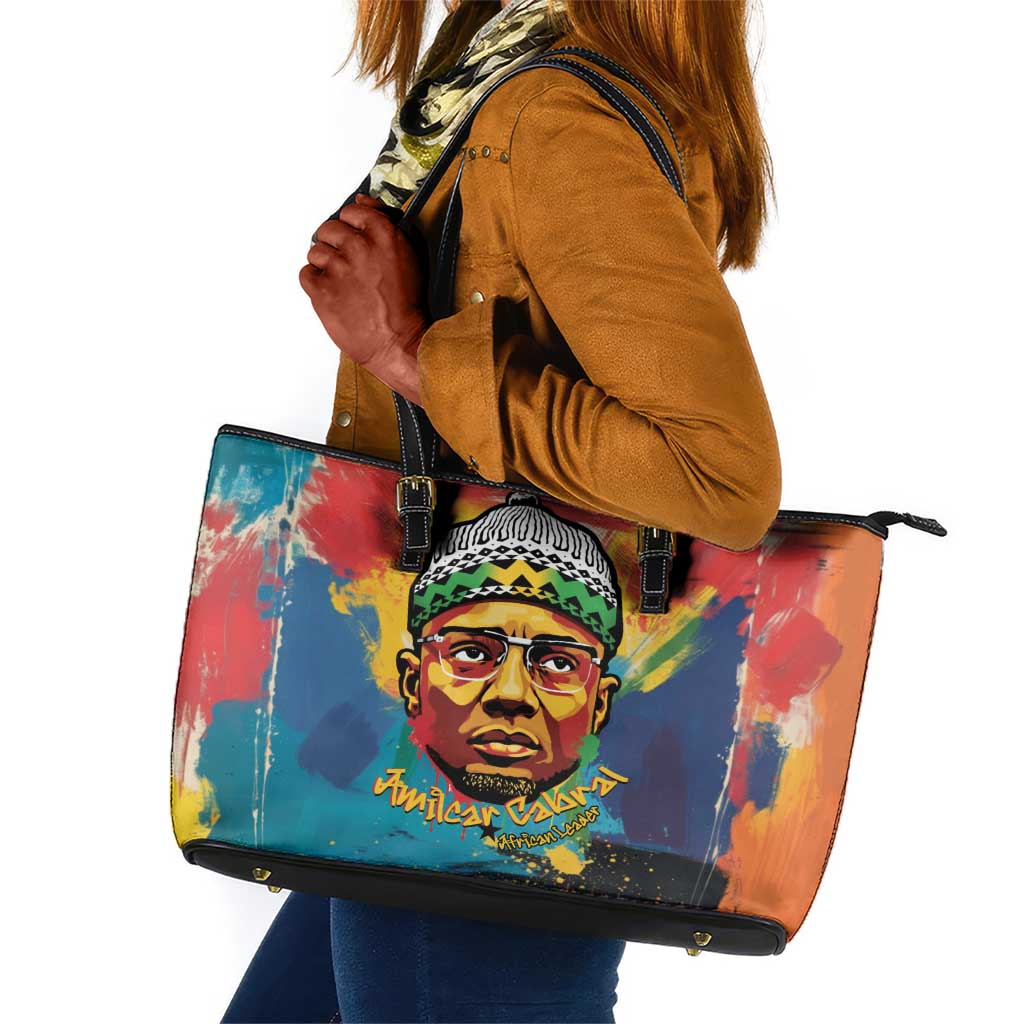 Amilcar Cabral Leather Tote Bag Armed Activist Quote Raised Fist African Liberation Tribute - Colorful Paint Stroke - Wonder Print Shop
