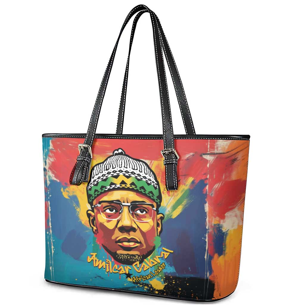 Amilcar Cabral Leather Tote Bag Armed Activist Quote Raised Fist African Liberation Tribute - Colorful Paint Stroke - Wonder Print Shop