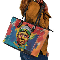 Amilcar Cabral Leather Tote Bag Armed Activist Quote Raised Fist African Liberation Tribute - Colorful Paint Stroke - Wonder Print Shop