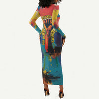 Amilcar Cabral Long Sleeve Bodycon Dress Armed Activist Quote Raised Fist African Liberation Tribute - Colorful Paint Stroke - Wonder Print Shop