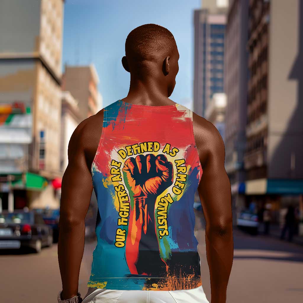 Amilcar Cabral Men Tank Top Armed Activist Quote Raised Fist African Liberation Tribute - Colorful Paint Stroke - Wonder Print Shop