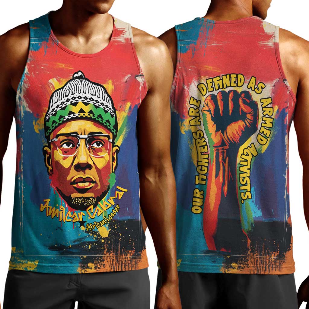 Amilcar Cabral Men Tank Top Armed Activist Quote Raised Fist African Liberation Tribute - Colorful Paint Stroke - Wonder Print Shop