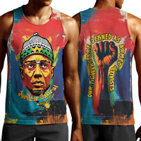 Amilcar Cabral Men Tank Top Armed Activist Quote Raised Fist African Liberation Tribute - Colorful Paint Stroke - Wonder Print Shop