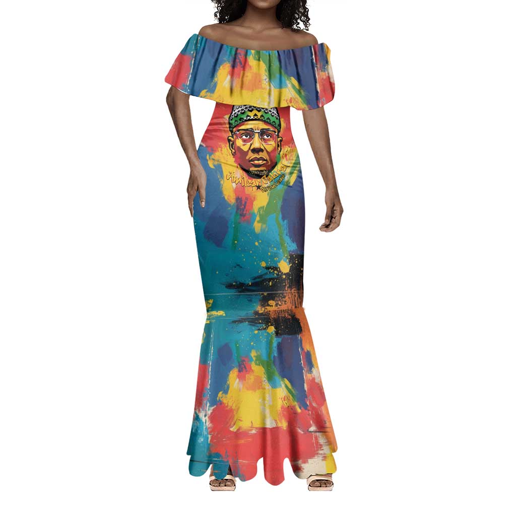 Amilcar Cabral Mermaid Dress Armed Activist Quote Raised Fist African Liberation Tribute - Colorful Paint Stroke - Wonder Print Shop