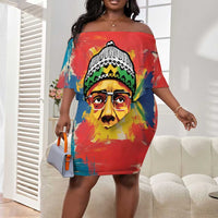 Amilcar Cabral Off Shoulder Short Dress Armed Activist Quote Raised Fist African Liberation Tribute - Colorful Paint Stroke - Wonder Print Shop