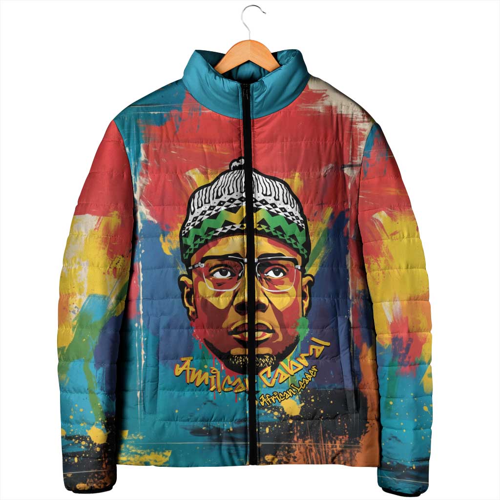 Amilcar Cabral Padded Jacket Armed Activist Quote Raised Fist African Liberation Tribute - Colorful Paint Stroke - Wonder Print Shop