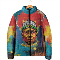 Amilcar Cabral Padded Jacket Armed Activist Quote Raised Fist African Liberation Tribute - Colorful Paint Stroke - Wonder Print Shop