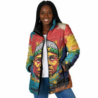 Amilcar Cabral Padded Jacket Armed Activist Quote Raised Fist African Liberation Tribute - Colorful Paint Stroke - Wonder Print Shop