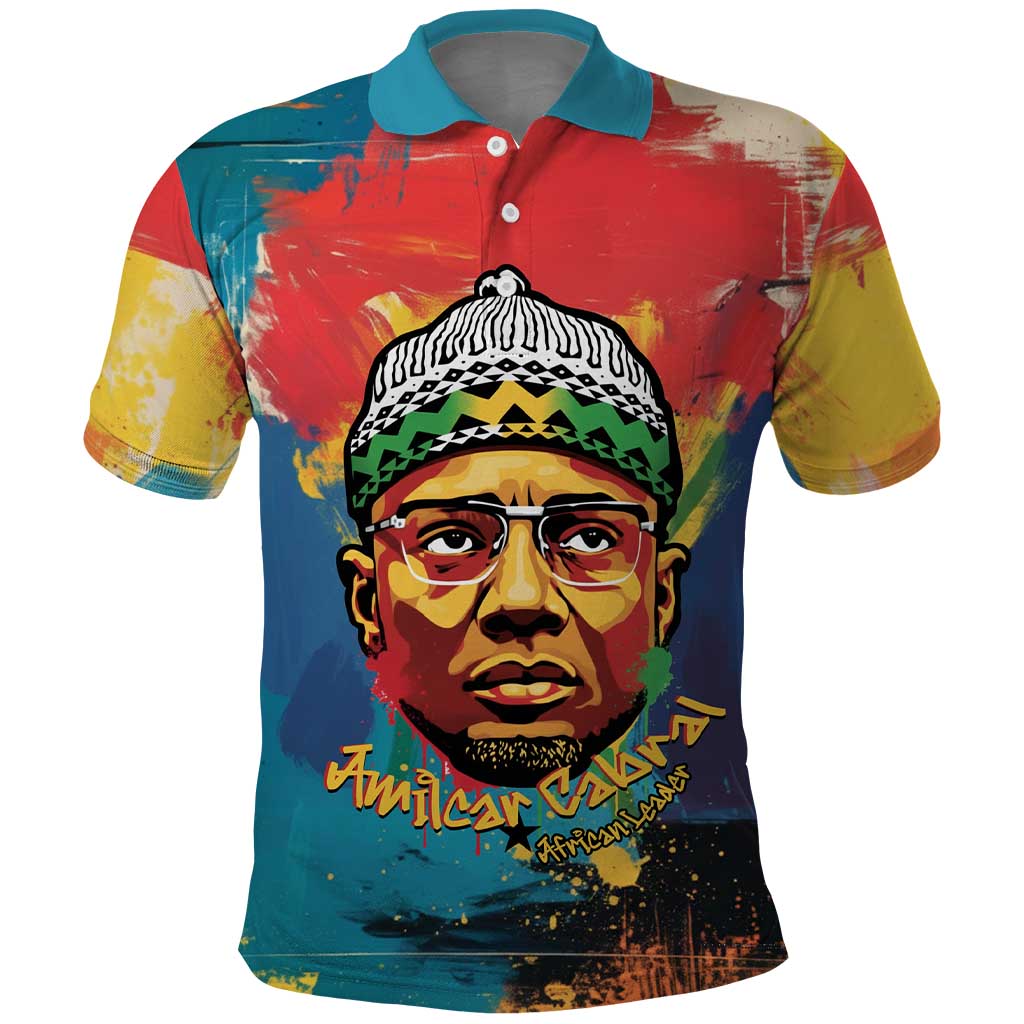 Amilcar Cabral Polo Shirt Armed Activist Quote Raised Fist African Liberation Tribute - Colorful Paint Stroke - Wonder Print Shop