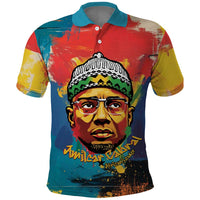 Amilcar Cabral Polo Shirt Armed Activist Quote Raised Fist African Liberation Tribute - Colorful Paint Stroke - Wonder Print Shop