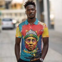 Amilcar Cabral Polo Shirt Armed Activist Quote Raised Fist African Liberation Tribute - Colorful Paint Stroke - Wonder Print Shop