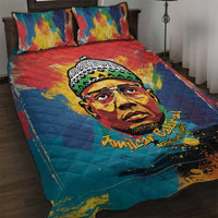 Amilcar Cabral Quilt Bed Set Armed Activist Quote Raised Fist African Liberation Tribute - Colorful Paint Stroke - Wonder Print Shop