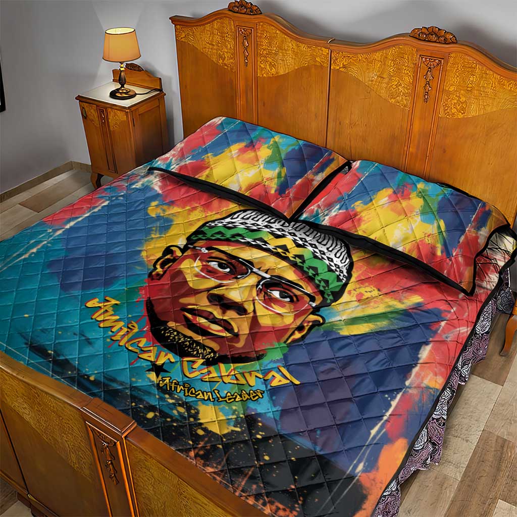 Amilcar Cabral Quilt Bed Set Armed Activist Quote Raised Fist African Liberation Tribute - Colorful Paint Stroke - Wonder Print Shop