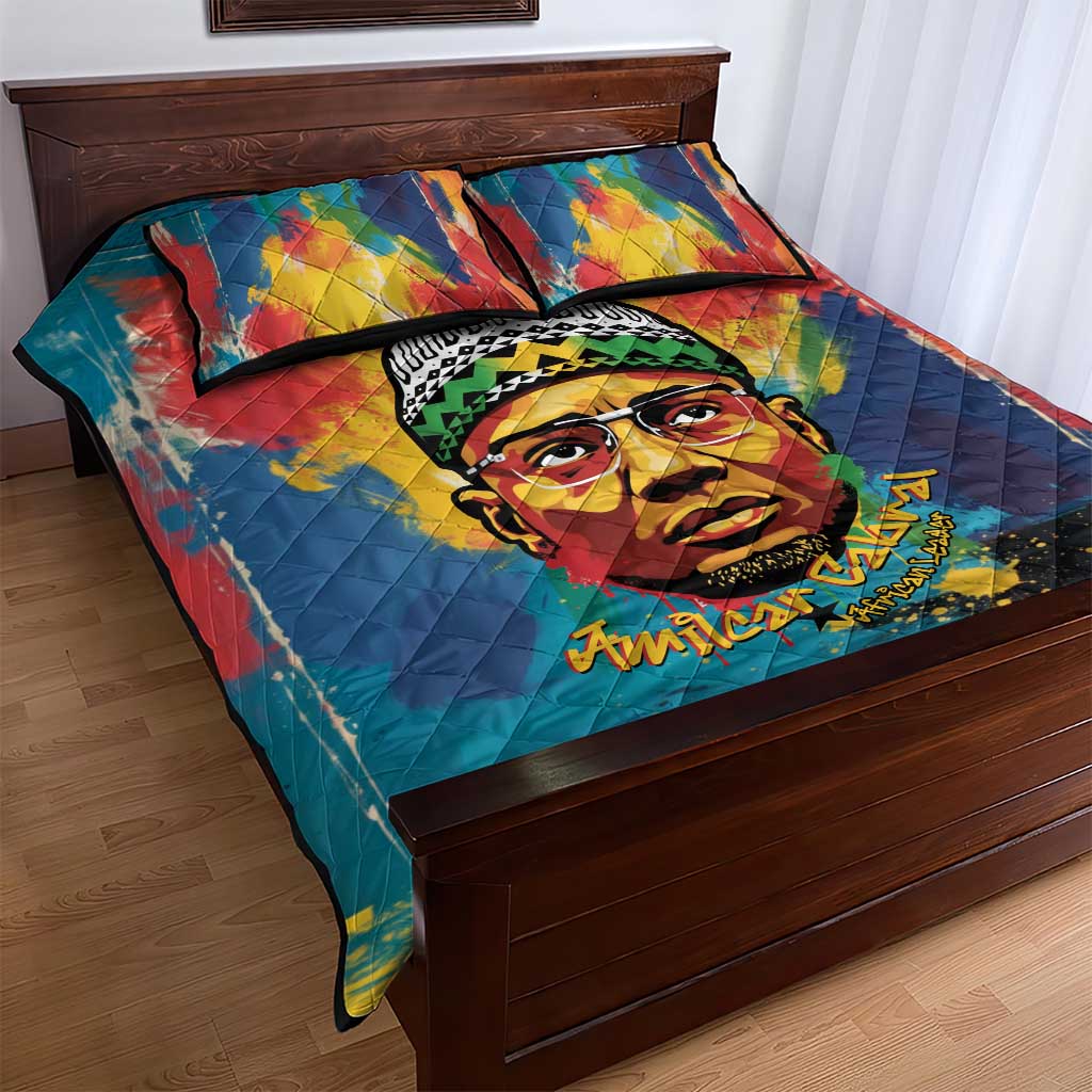 Amilcar Cabral Quilt Bed Set Armed Activist Quote Raised Fist African Liberation Tribute - Colorful Paint Stroke - Wonder Print Shop
