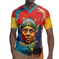 Amilcar Cabral Rugby Jersey Armed Activist Quote Raised Fist African Liberation Tribute - Colorful Paint Stroke - Wonder Print Shop