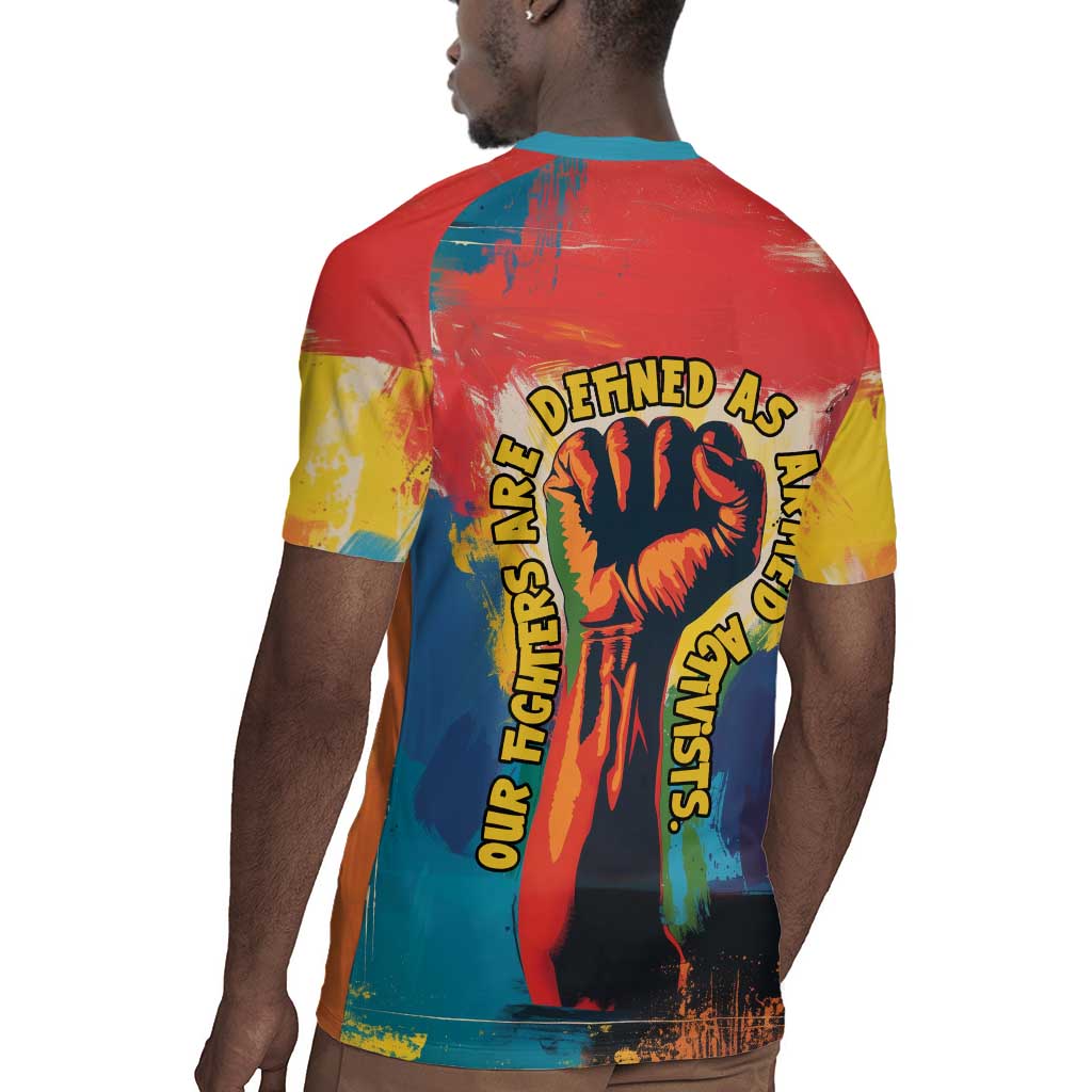 Amilcar Cabral Rugby Jersey Armed Activist Quote Raised Fist African Liberation Tribute - Colorful Paint Stroke - Wonder Print Shop