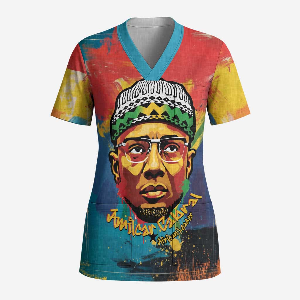 Amilcar Cabral Scrub Top Armed Activist Quote Raised Fist African Liberation Tribute - Colorful Paint Stroke - Wonder Print Shop
