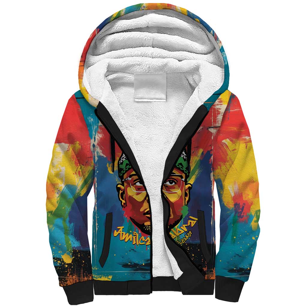 Amilcar Cabral Sherpa Hoodie Armed Activist Quote Raised Fist African Liberation Tribute - Colorful Paint Stroke - Wonder Print Shop