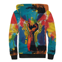 Amilcar Cabral Sherpa Hoodie Armed Activist Quote Raised Fist African Liberation Tribute - Colorful Paint Stroke - Wonder Print Shop