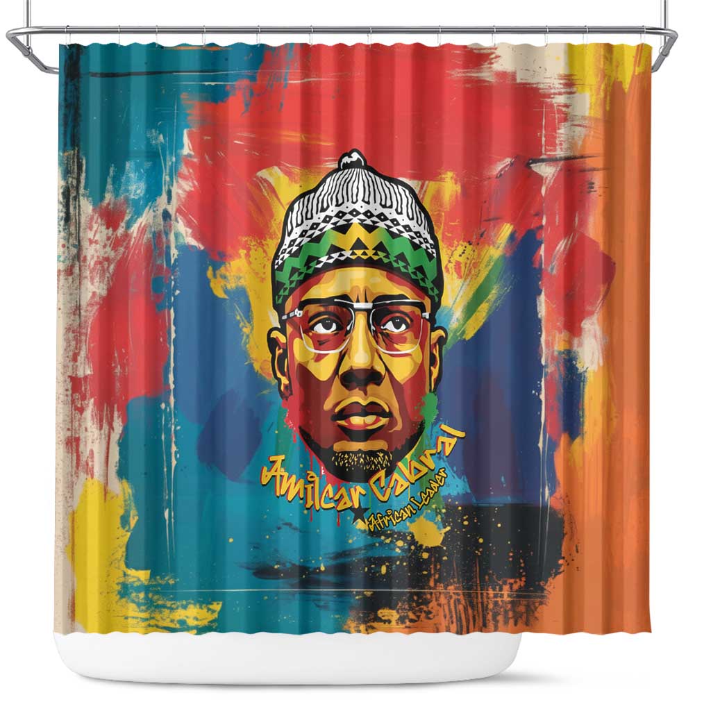 Amilcar Cabral Shower Curtain Armed Activist Quote Raised Fist African Liberation Tribute - Colorful Paint Stroke - Wonder Print Shop