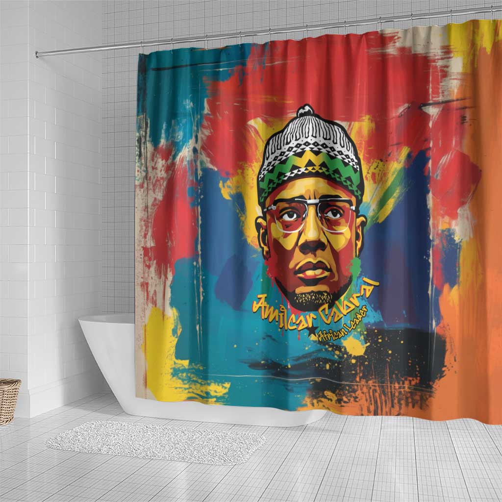 Amilcar Cabral Shower Curtain Armed Activist Quote Raised Fist African Liberation Tribute - Colorful Paint Stroke - Wonder Print Shop