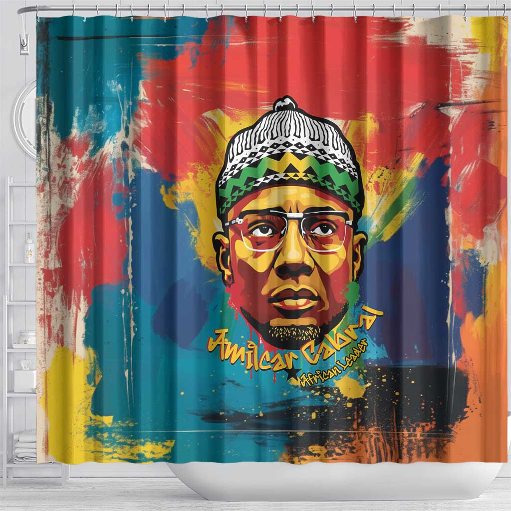 Amilcar Cabral Shower Curtain Armed Activist Quote Raised Fist African Liberation Tribute - Colorful Paint Stroke - Wonder Print Shop