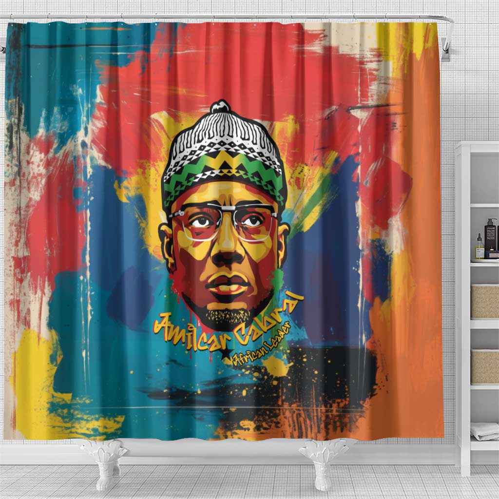 Amilcar Cabral Shower Curtain Armed Activist Quote Raised Fist African Liberation Tribute - Colorful Paint Stroke - Wonder Print Shop
