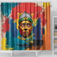 Amilcar Cabral Shower Curtain Armed Activist Quote Raised Fist African Liberation Tribute - Colorful Paint Stroke - Wonder Print Shop