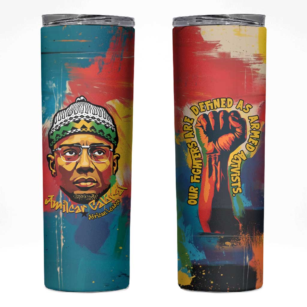 Amilcar Cabral Skinny Tumbler Armed Activist Quote Raised Fist African Liberation Tribute - Colorful Paint Stroke - Wonder Print Shop