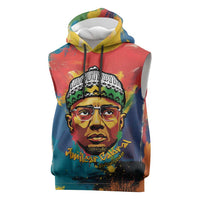 Amilcar Cabral Sleeveless Hoodie Armed Activist Quote Raised Fist African Liberation Tribute - Colorful Paint Stroke - Wonder Print Shop