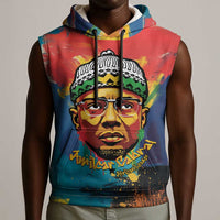Amilcar Cabral Sleeveless Hoodie Armed Activist Quote Raised Fist African Liberation Tribute - Colorful Paint Stroke - Wonder Print Shop