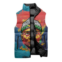 Amilcar Cabral Sleeveless Puffer Jacket Armed Activist Quote Raised Fist African Liberation Tribute - Colorful Paint Stroke - Wonder Print Shop