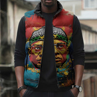 Amilcar Cabral Sleeveless Puffer Jacket Armed Activist Quote Raised Fist African Liberation Tribute - Colorful Paint Stroke - Wonder Print Shop